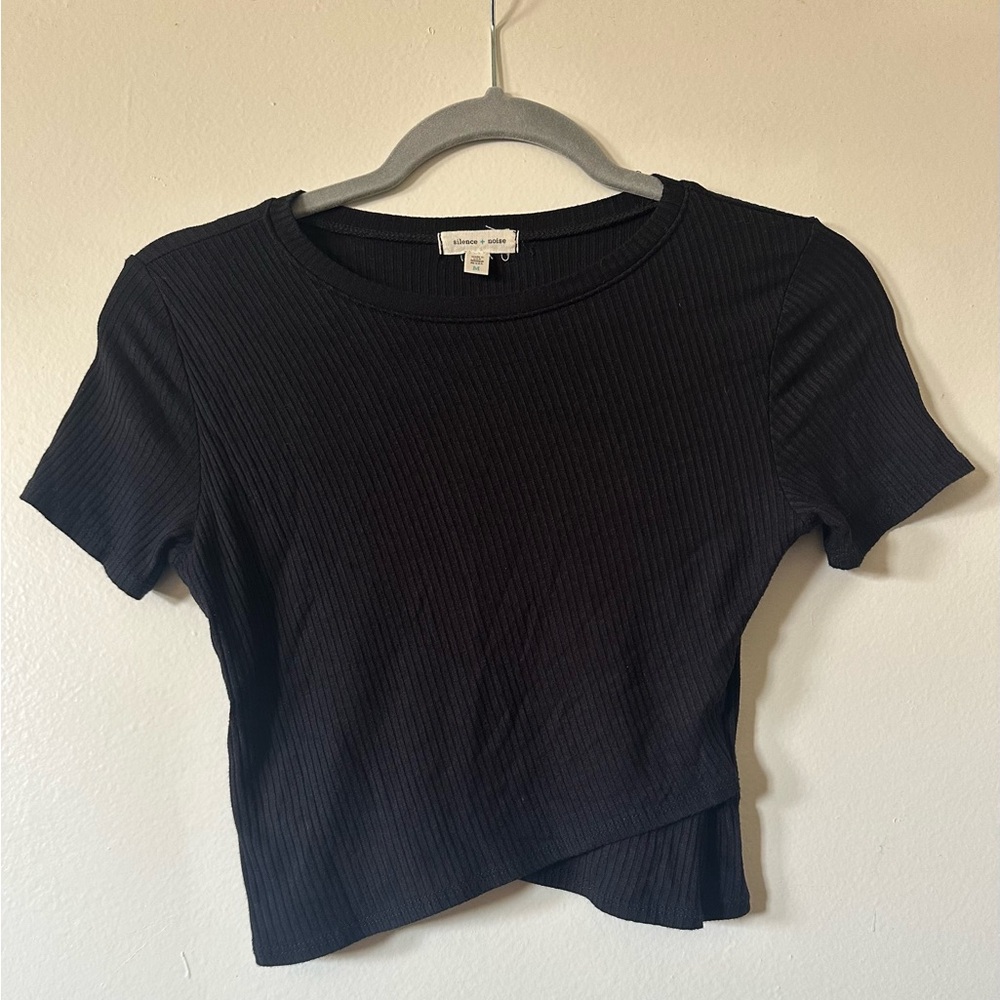 Silence + Noise Black Ribbed Crop Top